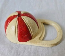 Vintage Red and White Jockey Cap Bottle Opener picture