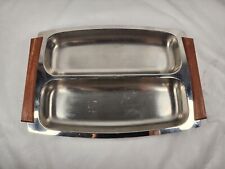Vintage KIH Stainless Steel divided serving tray wood handle stainless vintage picture