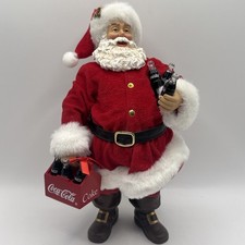 Coca Cola Santa Claus Christmas Figurine w/ Coke Bottles & 6 Pack Carrier 10” picture