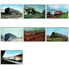 Lot of 7 Vintage Train Locomotive Postcards Railroad Pacific American 3979 picture