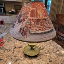 Vintage Pierced Paper Christmas Lampshade & Lamp 1995  A Homestead Shoppe Claeys picture