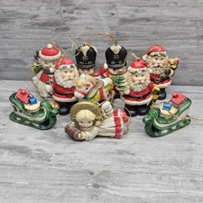 Vtg Brinn's Christmas Ornament Lot (10) Ceramic Santa Claus Sleigh Angel Soldier picture