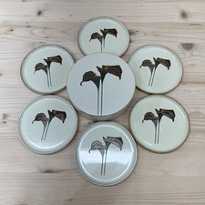 Otagiri Coaster Set Golden Calla Made in Japan Set of 6 in Box MCM Plastic picture