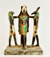 Egyptian Triad Trinity Statue for God Seth and God Horus with King Ramses III picture