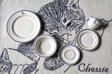 Pristine C&O Railroad Chessie Cat 5-Pc Dinnerware Place Setting 1988 COHS Repro. picture