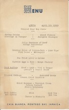 Vintage 1940s CASA BLANCA HOTEL Restaurant Lunch Menu, Montego Bay Jamaica picture