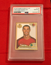 2018 PANINI WORLD CUP CRISTIANO RONALDO STICKER GOLD #130 PSA 10 GEM MT picture