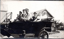 RPPC Seven People in Antique Automobile - Photo Postcard picture