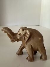Vintage Small Hand Carved Soap Stone Marble Elephant Figurine Stands 2”x3”L picture