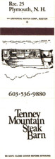 Tenney Mountain Steak Barn Plymouth NH Vintage Matchbook Cover 1970s picture
