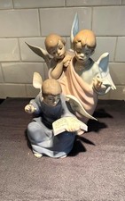 RETIRED LLADRO 5495 LG. ANGELIC CHOIR 3 WINGED ANGELS SINGING PORCELAIN picture