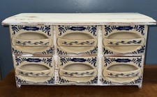 Antique Blue Onion Pattern Porcelain 6 Draw Cabinet 20” X 11” Exc Condition picture