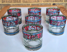 Set Of 7 Vintage Coca-Cola Staind Glass Rock Tumblers picture