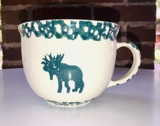 Tienshan Moose Country Stoneware Latte Mug Folk Craft Green Large picture