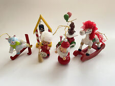 VTG Christmas Ornaments Wooden Set Of 6 Made In Taiwan picture