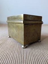 Antique Brass Postage Stamp Box Jugendstil Secessionist Desk Box c.1900 picture