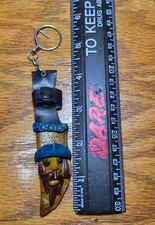 VINTAGE MINIATURE OLD BEARDED MAN KNIFE  KEYCHAIN RESIN SHEATH 4