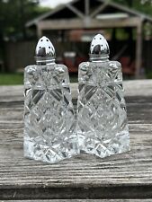 Vintage Elegant Victorian Glass Cut Crystal Salt & Pepper Shakers picture