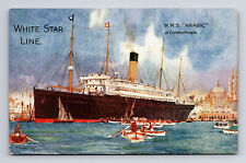 RMS Arabic at Constantinople Charles Dixon 1905 Constantinople British Postcard picture