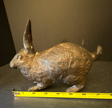 Metal Rabbit Figurine Sculpture, Brown Metal-Look, Approx 7 in Long picture