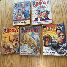 Lot of 5 Vintage Argosy Weekly Pulp Magazines 1937-1938 Aventure Mystery picture