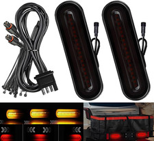 LED Trailer Tail Lights 2 Pack Oval Stop Turn Sequential Turn Signals 4.92 Inch picture