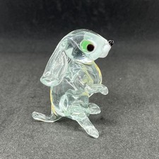 Clear Glass Rabbit Figurine Hand Blown Bunny Sculpture Easter Decor Gift picture