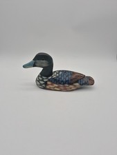 Vintage Hand Painted Carved Wood Duck Decoy Figurine Blue Bill Folk Art picture