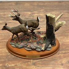 Terry Redlin Whitetail Deer Autumn Run Sculpture Scenic Doe Buck ** picture