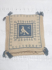 Vintage Handmade Needle Case Linen Embroidery Cross Stitch Drawn Thread sewing picture