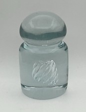 Blenko Style “Air Twist” Hand Blown Art Glass Paperweight Light Blue Tint 1960s picture