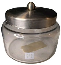 Vintage Gap Clear Container Glass Round Trinket Classic Clean Look Lid Included picture