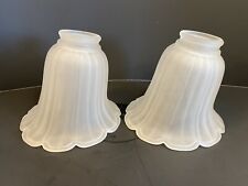 2 Asymmetrical Tulip Frosted Glass Light Lamp Shade Sconce Pendant Fixture 5” picture