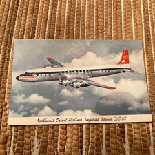 Vintage 1950s Northwest airlines DC-7C orient imperial service postcard picture