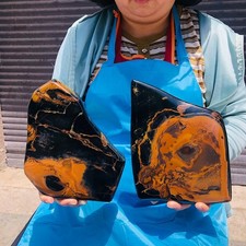 2pcs 7.15 LB Natural Polished Blue Tiger's Eye Freeform Crystal Specimen 6247 picture