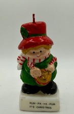 Vintage 1980s Little Drummer Boy Christmas Figural Wax Candle 4.5” picture