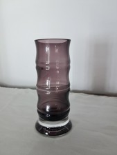 Vintage MCM Aseda Sweden Amethyst Purple Glass Bamboo Bud Vase Bo Borgstrom 5” picture