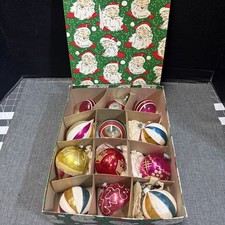 lot of 12 vintage christmas ornaments in an amazing box picture