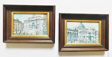 Pair Of Antique Victorian Eastlake Walnut Deep Well Frames W Glass & Nice Prints picture