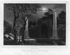 Photo:Mount Vernon NY c1861 The Shade at the Tomb moonlight cemetery print picture