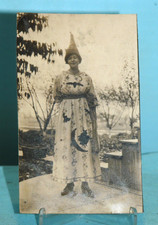 HALLOWEEN ~ REAL PHOTO POST CARD~ Girl w/Witch/Bats/Dress/ Hat, scarse image picture