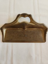 VINTAGE Brass Crumb Catcher - Silent Butler W/Art Nouveau Handle & Embossing picture