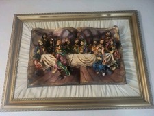 3D The last supper Vintage Original Framed  Picture Very Nice Religious Work 24' picture