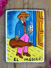 Loteria #32 El Musico Musician Clay Hand Painted Tonala Mexican Game Folk Art picture