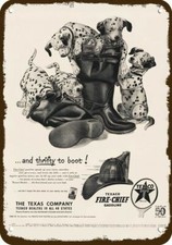 1952 Dalmatian Puppy Dogs TEXACO Gas Vintage-Look DECORATIVE REPLICA METAL SIGN picture