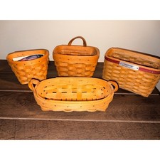 Longaberger Baskets Set of 4 Handwoven 1993-2004 Tea Basket Wall Booking Hostess picture