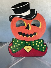 Halloween Vintage Beistle Style Pumpkin Wood Carnival Bean Bag Toss 32” x 22” picture