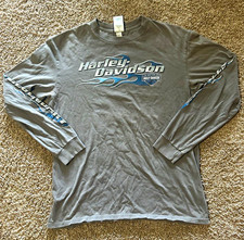 Harley-Davidson Beijing Gray Long Sleeve Graphic T-Shirt Front & Back Print picture