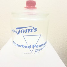 Original Tom's Toasted Peanuts Collectible Glass Jar Rare Find No Chips/Cracks picture