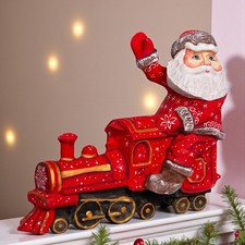 Santa Riding a Red Steam Locomotive 9